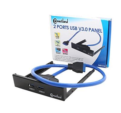 Connectland KIT-3.5'-USB-V3-2P stiftstrip (2 poorten, USB V3.0), zwart