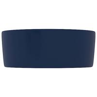 VidaXL Wastafel rond 40x15 cm keramiek mat donkerblauw - thumbnail