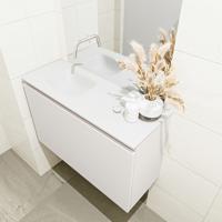 MONDIAZ OLAN 80cm toiletmeubel linen. LEX wastafel talc links geen kraangat - thumbnail