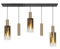 Highlight Hanglamp Perugia 3+2 lichts L 120 cm zwart goud - thumbnail