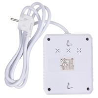 Maclean stekkerdoos, verlengkabel 2 stopcontacten + 3xUSB, 110-240V AC 50/60Hz, 2,1A max 2500W, 1,5m, wit, MCE387 W - thumbnail