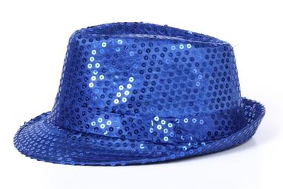 Pailettenhoed koren blauw