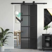 VidaXL Schuifdeur 76x205 cm gehard glas en aluminium zwart - thumbnail