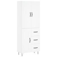 Hoge kast 69,5x34x180 cm bewerkt hout wit - thumbnail