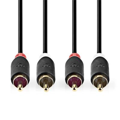 Nedis Stereo-Audiokabel | 2x RCA Male naar 2x RCA Male | 0.5 m | 1 stuks - CABW24200AT05 CABW24200AT05