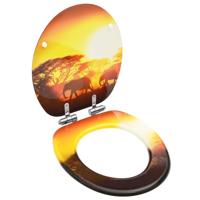 VidaXL Toiletbril met soft-close deksel savanne mdf - thumbnail