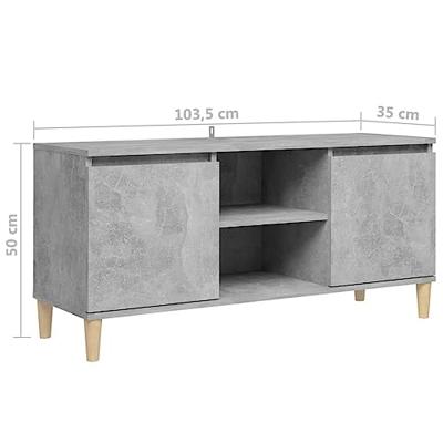 VidaXL Tv-meubel met massief houten poten 103,5x35x50 cm betongrijs