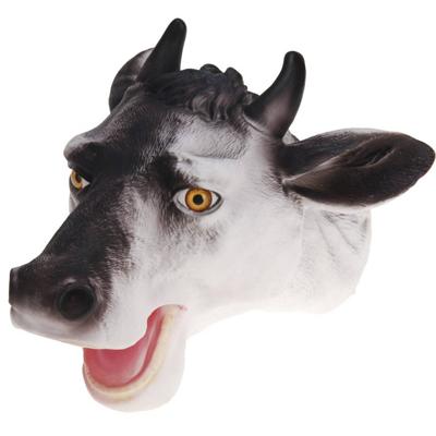 Free and Easy handpop stier 22 cm zwart/wit