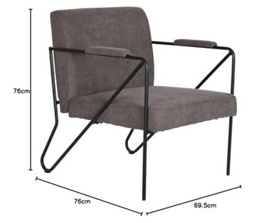 Leunstoel DKD Home Decor Grijs Metaal Polyester (64 x 69,5 x 76 cm)