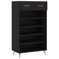 Schoenenkast 60x35x105 cm bewerkt hout zwart - thumbnail