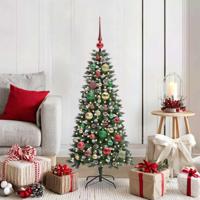 Kunstkerstboom met 150 LED Groen 120 cm PVC en Plastic en Staal - thumbnail