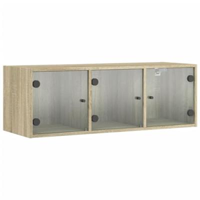 Wandkast met glazen deuren 102x37x35 cm sonoma eikenkleurig