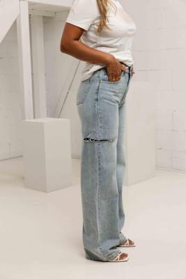 Unique The Label Remi Mid Waist Jeans Dames Lichtblauw - Maat 36 - Kleur: Lichtblauw | Soccerfanshop