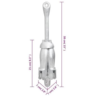 VidaXL Anker met touw inklapbaar 2,5 kg smeedijzer zilverkleurig VidaXL Anker met touw inklapbaar 2,5 kg smeedijzer zilverkleurig