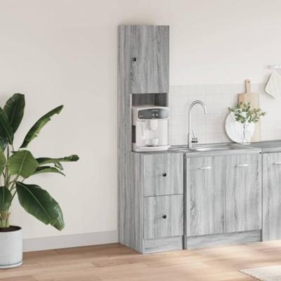 Keukenkast 35x50x180 cm bewerkt hout grijs sonoma eiken