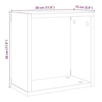 Wandschappen kubus 6st 30x15x30cm bewerkt hout artisanaal eiken - thumbnail