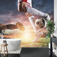 Fotobehang - Voetbal wedstrijd, te koop in 11 maten, Kinderkamer, inclusief behanglijm - thumbnail