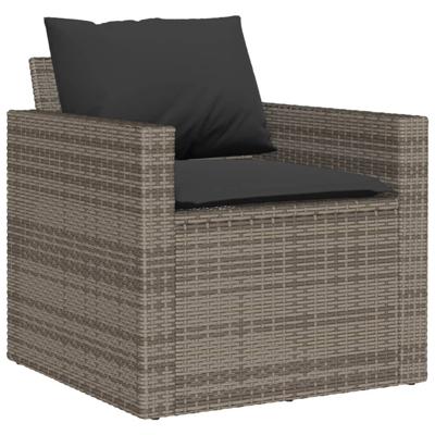 6-delige Loungeset met kussens poly rattan grijs