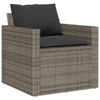 6-delige Loungeset met kussens poly rattan grijs - thumbnail