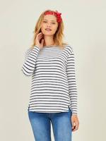 Crossover T-shirt voor zwangerschap en borstvoeding helderwit met marineblauwe str - thumbnail