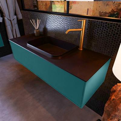 Badkamermeubelset Mondiaz Erin 120 cm met 1 Lade met RIDGE Wastafel Midden Urban met 1 kraangat Greeploos Mat Smag