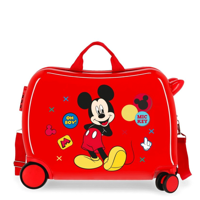 Disney Rolling Suitcase 4 Wheels Enjoy The Day Mickey Mouse Twister Red - thumbnail
