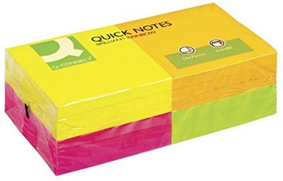 Q-CONNECT Quick Notes, ft 76 x 76 mm, 80 vel, pak van 12 blokken in 4 neonkleuren