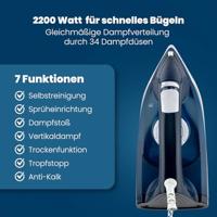 Bomann db 6004 cb stoomstrijkijzer 2200w 250ml blauw/wit - thumbnail