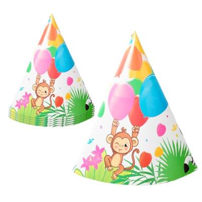 Jungle Dieren Balloons Feesthoedjes (6st)