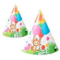 Jungle Dieren Balloons Feesthoedjes (6st) - thumbnail