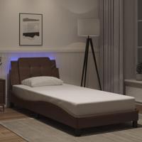 Bedframe met LED zonder matras "Zadar" kunstleer bruin 90x190 cm - thumbnail
