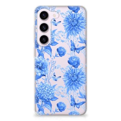 TPU Case voor Samsung Galaxy S23 Flowers Blue