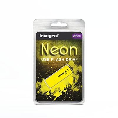 Integral Neon USB 2.0 stick, 32 GB, geel