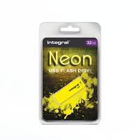 Integral Neon USB 2.0 stick, 32 GB, geel - thumbnail