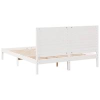 Bedframe extra lang zonder matras massief hout wit 140x220 cm - thumbnail