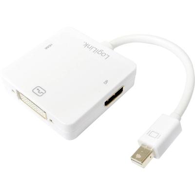 LogiLink CV0045A Adapter [1x Mini-DisplayPort stekker - 1x DVI-bus 24+5-polig, HDMI-bus] Wit 15.00 cm