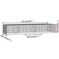 VidaXL Konijnenkooi met 3 panelen 325x109x54 cm gegalvaniseerd ijzer - thumbnail