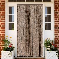 VidaXL Vliegengordijn 100x200 cm chenille beige en donkerbruin - thumbnail