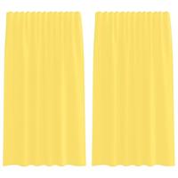 Gordijnen voile met roedezakken 2 st geel - thumbnail