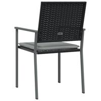 Tuinstoelen 6 st met kussens 54x62,5x89 cm poly rattan zwart - thumbnail