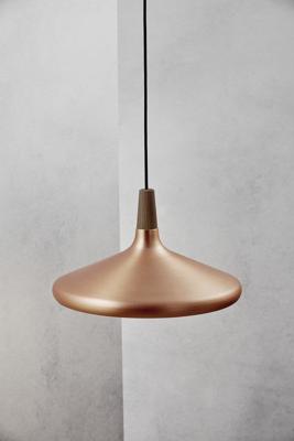 Hanglamp woonkamer zilver hout &apos;Nori 39&apos; E27 fitting walnoothout 390mm DFTP