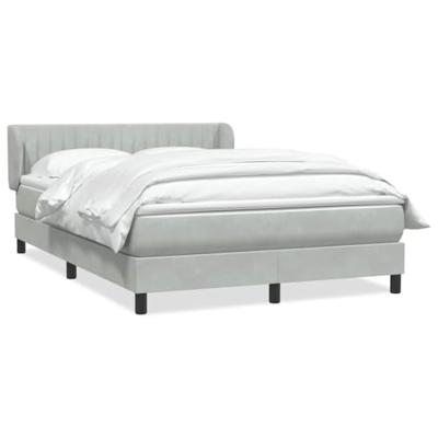 Boxspring met matras fluweel lichtgrijs 140x210 cm