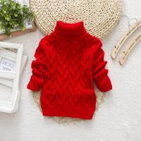 Rode winter Kinder dikke effen kleur Knit Bottoming coltrui Pullover trui hoogte: 20Size (120cm) - thumbnail