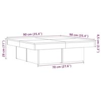Salontafel 90x90x28 cm bewerkt hout oud houtkleurig - thumbnail
