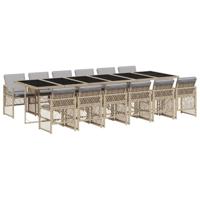 13-delige Tuinset met kussens poly rattan beige - thumbnail