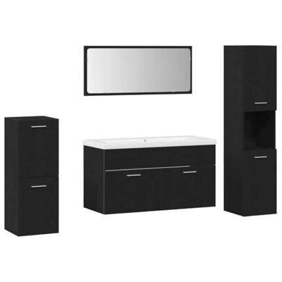 Badkamermeubelset met opslag 5 pcs Zwart Eiken 30 x 30 x 130 cm