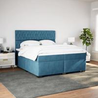 Boxspring met matras fluweel blauw 200x200 cm - thumbnail