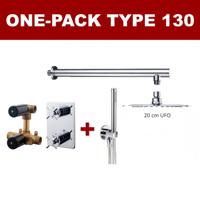 Thermostatische Inbouw Regendouche Set Wiesbaden Type 130 Wandarm Ufo 20 cm Rond incl. Inbouwdeel - thumbnail