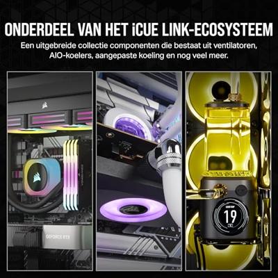 Corsair iCUE LINK RX120 RGB PC-ventilator Zwart (b x h x d) 120 x 120 x 25 mm Incl. LED-verlichting