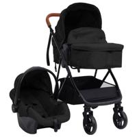VidaXL Kinderwagen 3-in-1 staal antracietkleurig en zwart - thumbnail